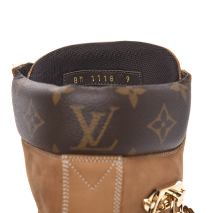 Louis Vuitton Suede Calfskin Monogram Mens Creeper Ankle Boots 9 Beige 6 of 7
