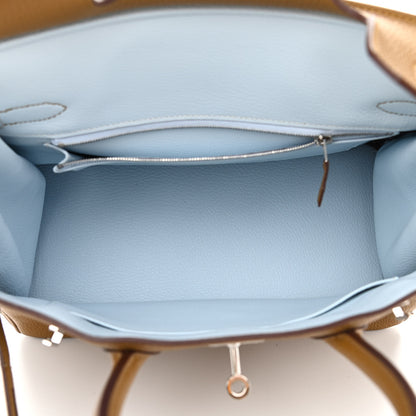 Hermes Togo Verso Birkin 30 Bronze Dore Bleu Brume 5 of 11