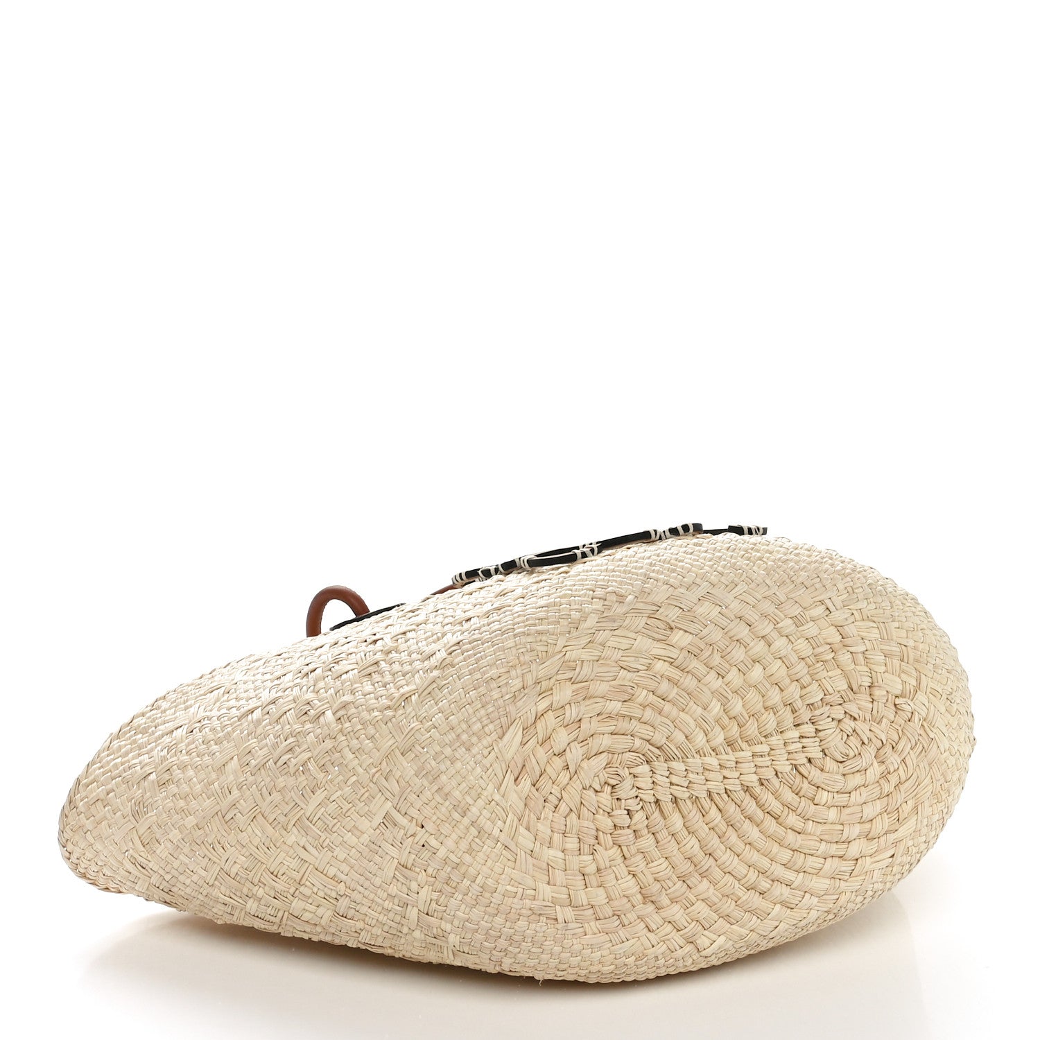 Loewe Calfskin Raffia Paulas Ibiza Small Anagram Basket Tote Bag Natural Tan 4 of 9