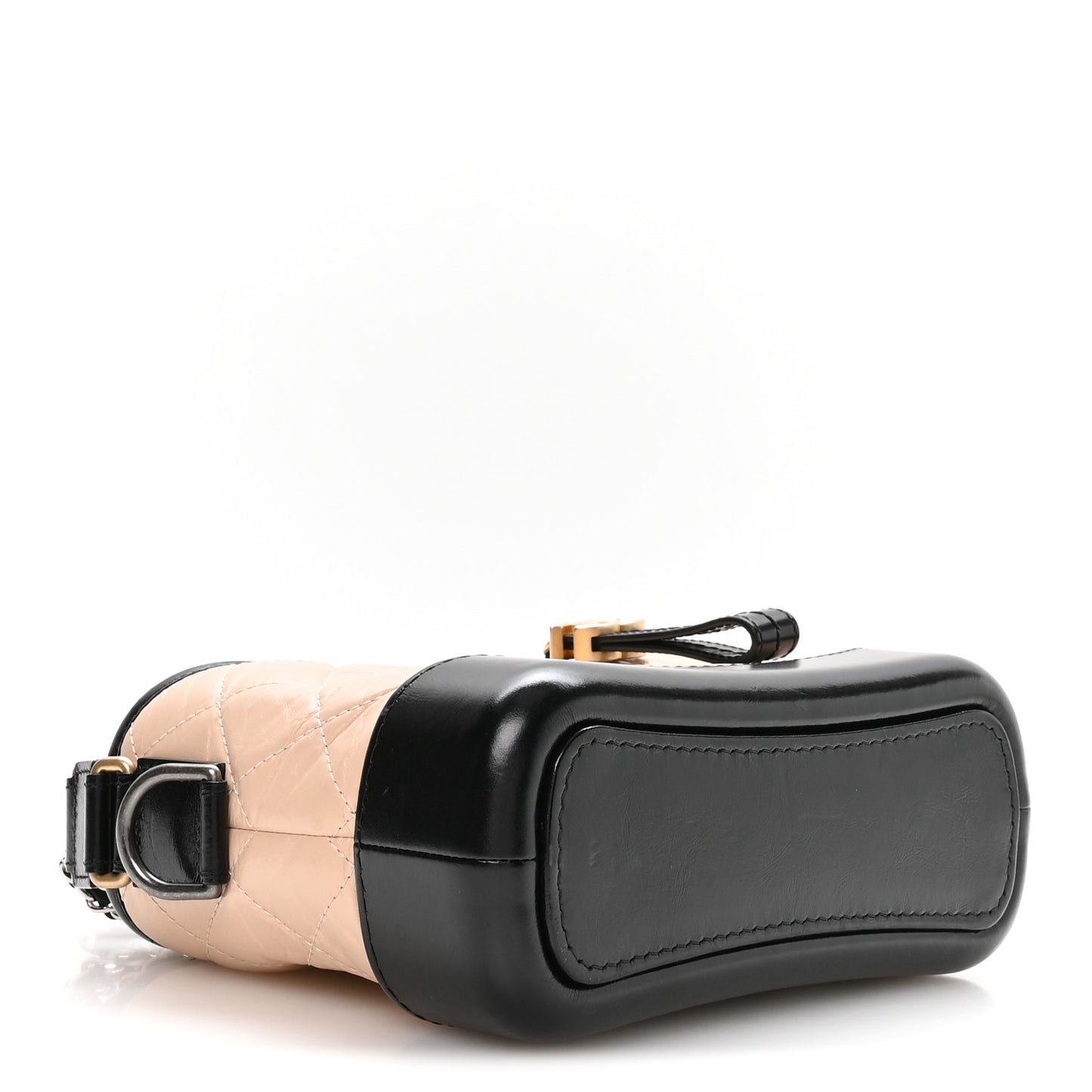 Aged Calfskin Quilted Small Gabrielle Hobo Beige Black