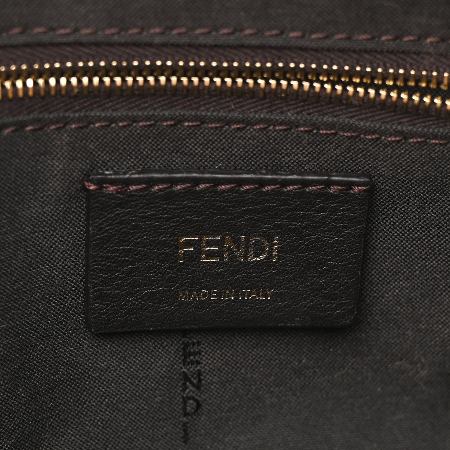Glazed Fabric Vitello Century FF 1974 Stamp Patch Mini Boston Box Bag Mogano Panna Caramello