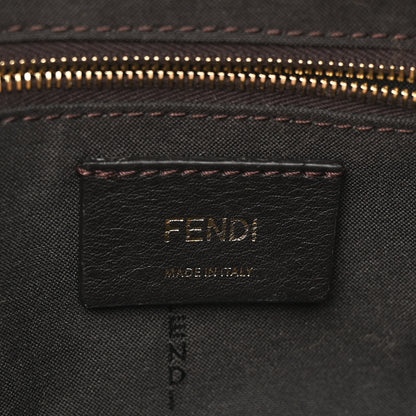 Fendi Glazed Fabric Vitello Century FF 1974 Stamp Patch Mini Boston Box Bag Mogano Panna Caramello 6 of 13