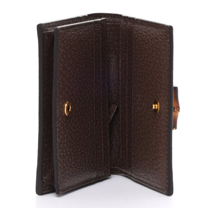 Gucci Monogram Jumbo GG Textured Dollar Calfskin Diana Card Case Wallet Camel Ebony New Acero 5 of 8