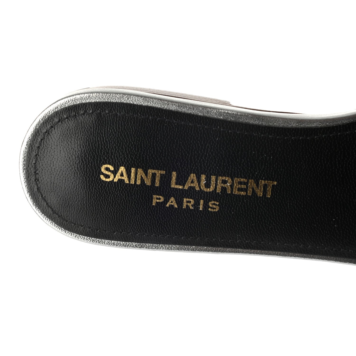 Saint Laurent Calfskin Tribute 05 Slide Sandals 35.5 Argent 7 of 8