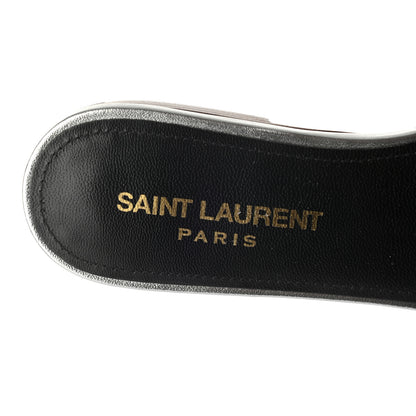 Saint Laurent Calfskin Tribute 05 Slide Sandals 35.5 Argent 7 of 8