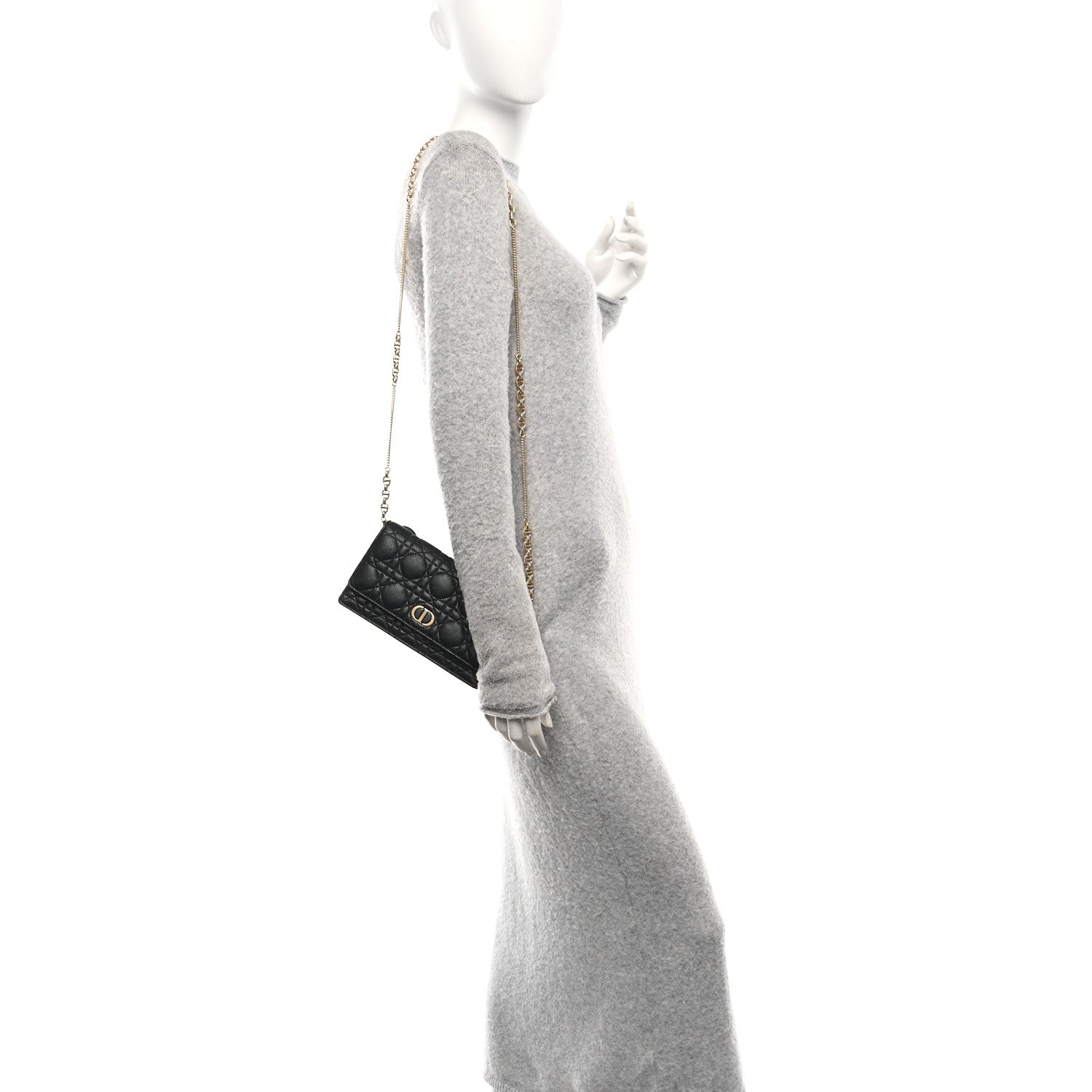 Christian Dior Supple Calfskin Caro Pouch with Chain Black 2 of 10