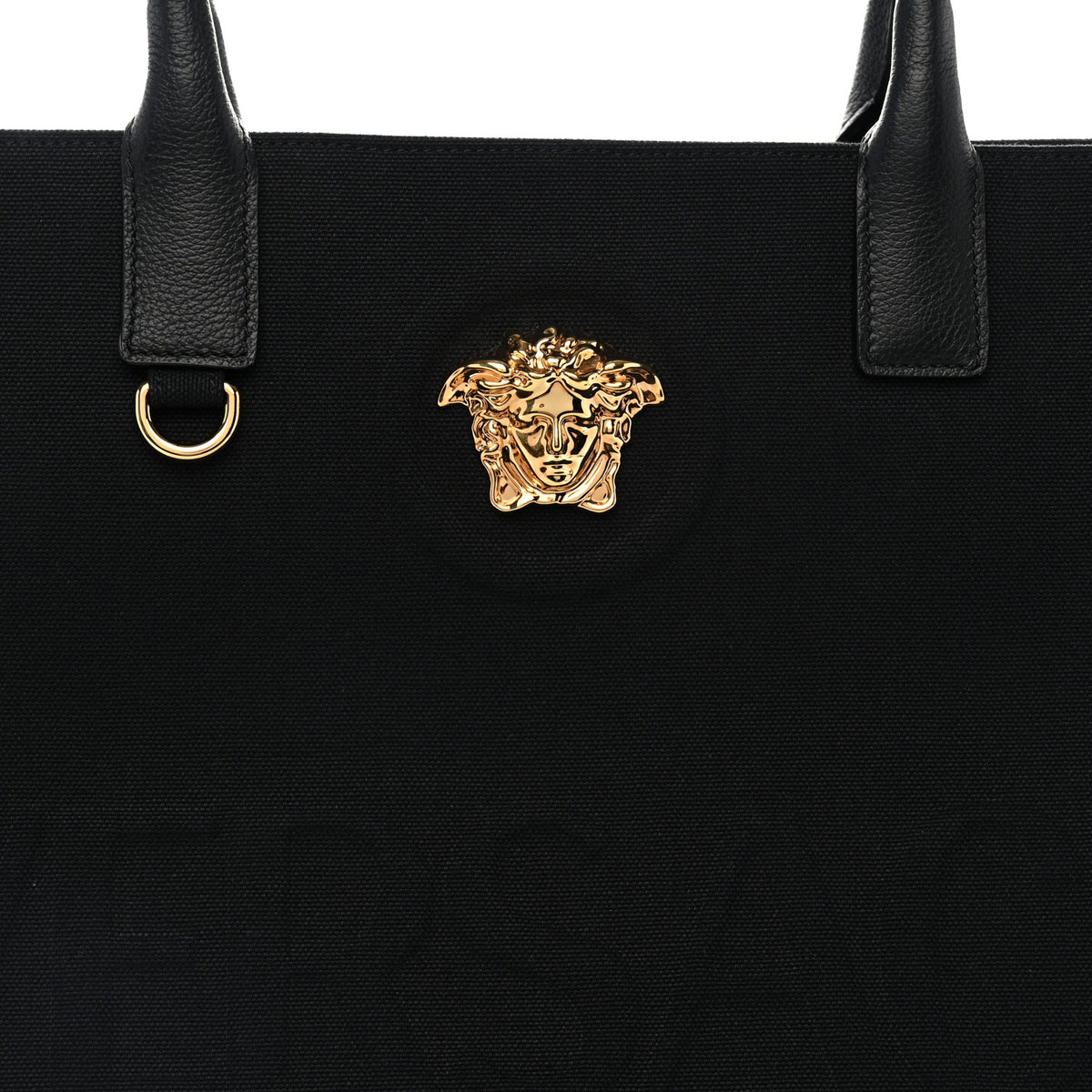 Canvas Calfskin Large La Medusa Tote Bag Black