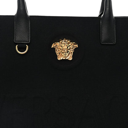 Versace Canvas Calfskin Large La Medusa Tote Bag Black 6 of 8