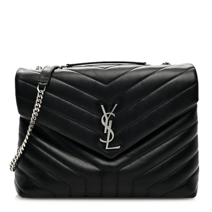 Saint Laurent Calfskin Y Quilted Monogram Medium Loulou Chain Satchel Black 1 of 8