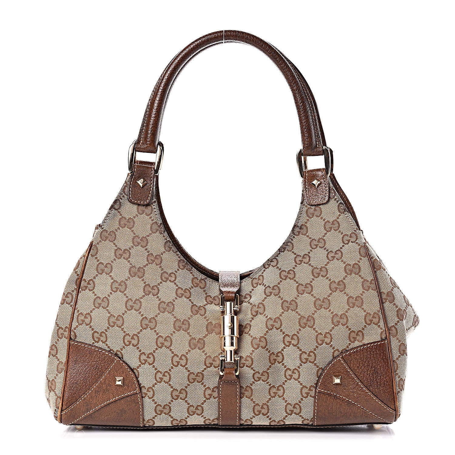 Gucci Monogram Calfskin Large Bardot Shoulder Bag Brown 1 of 20