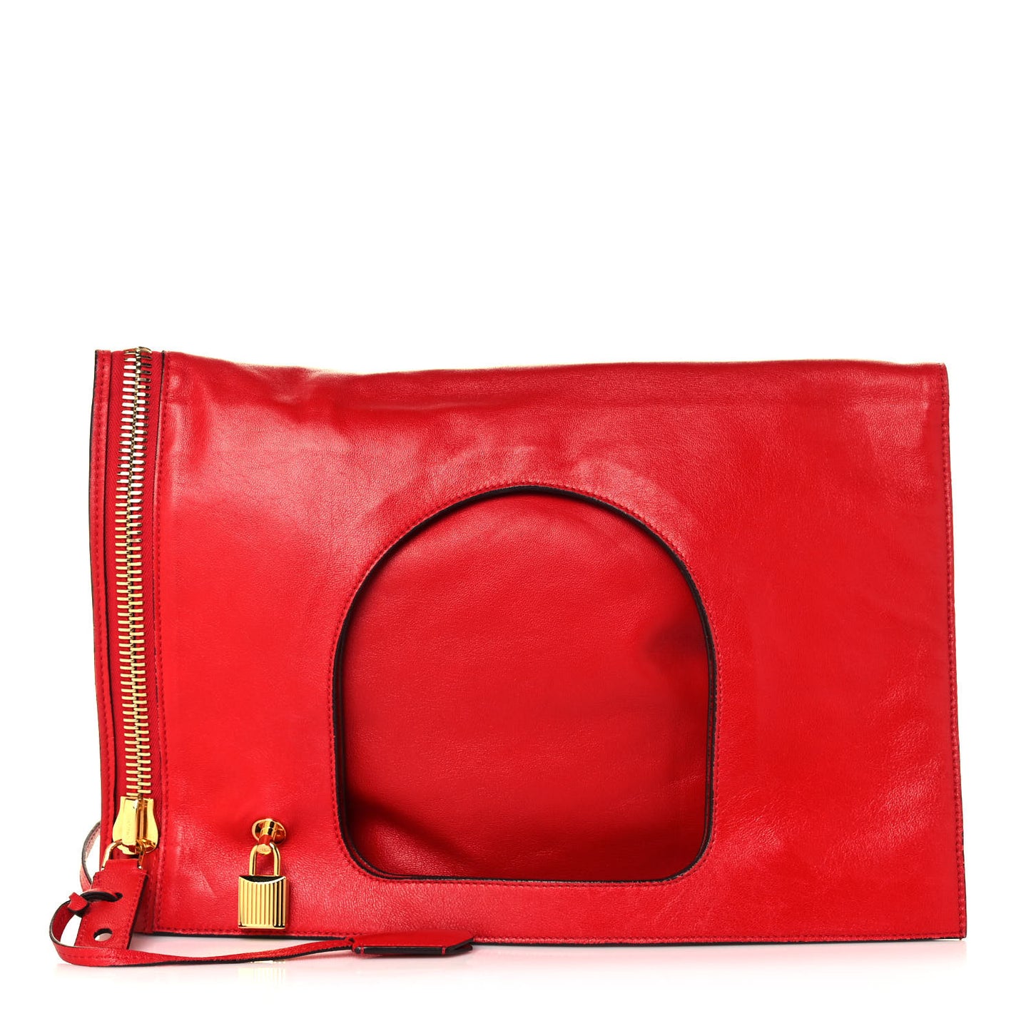 Ramskin Large Alix Padlock Zip Shoulder Bag Flame Red
