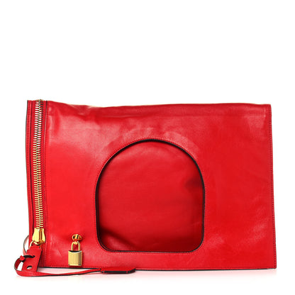 Tom Ford Ramskin Large Alix Padlock Zip Shoulder Bag Flame Red 2 of 13