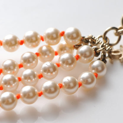 Chanel Pearl Crystal Gripoix CC Multi Strand Necklace Orange Gold 5 of 7