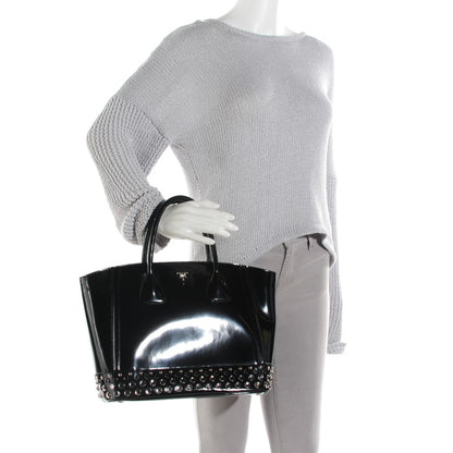 Prada Spazzolato Crystal Studded Tote Nero Black 2 of 9