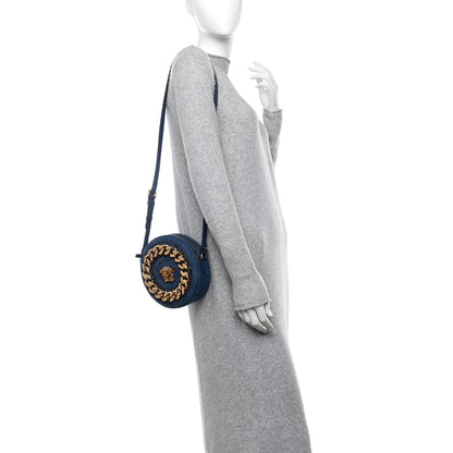 Versace Denim Mini La Medusa Disco Round Crossbody Bag Navy Blue 2 of 10