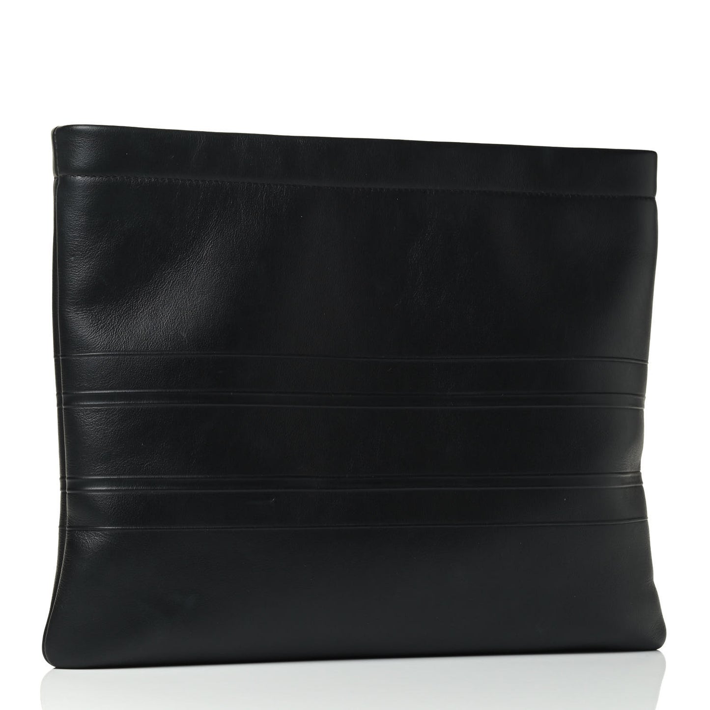 Calfskin Embossed Logo Zip Clutch Black