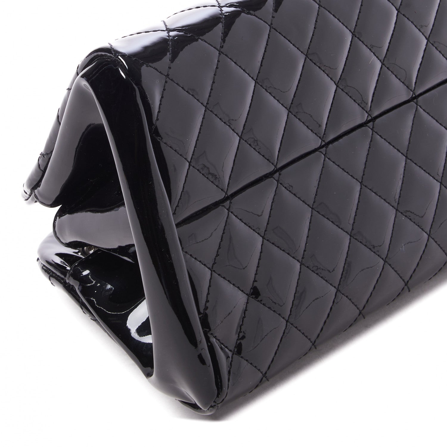 Chanel Patent Quilted Medium Just Mademoiselle Bowling Bag Black 5 of 9