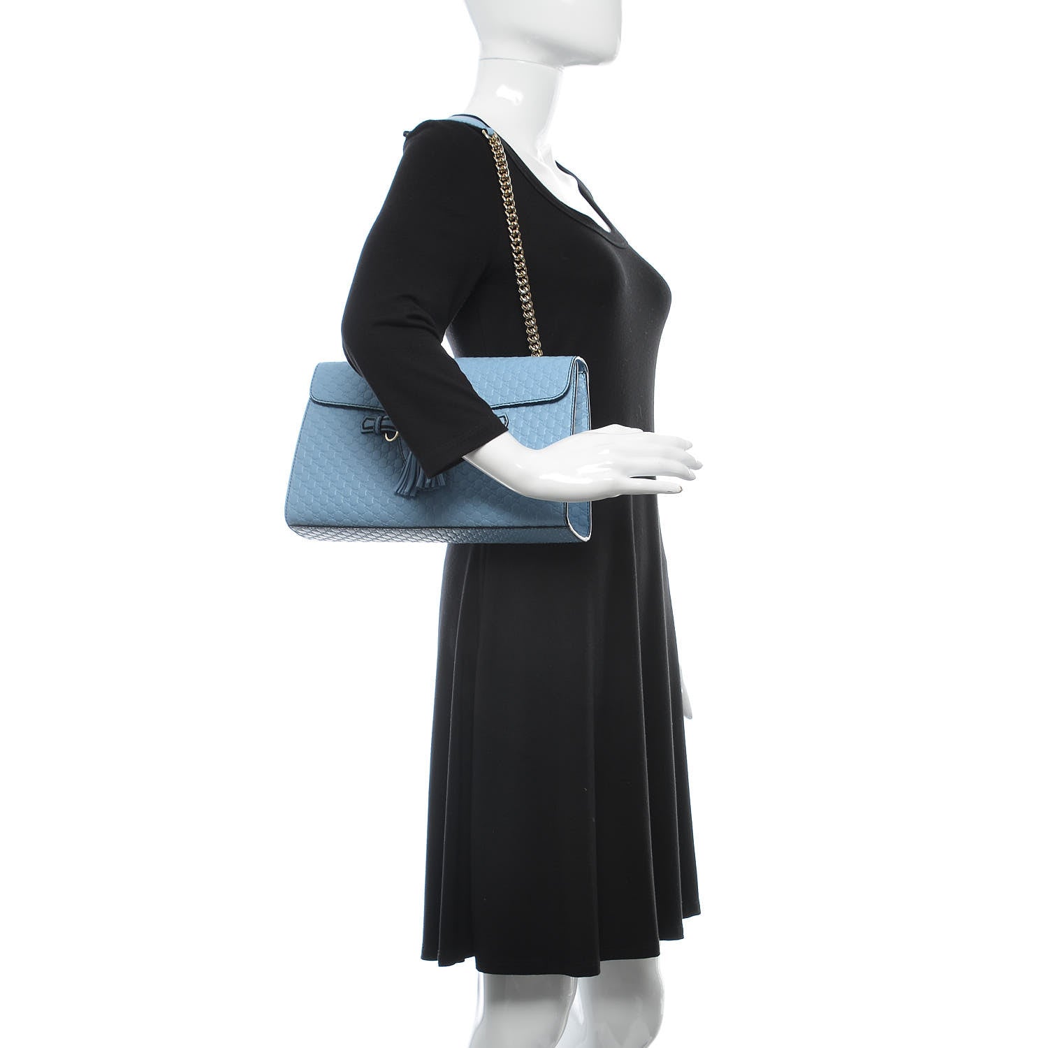 Gucci Microguccissima Medium Emily Chain Shoulder Bag Mineral Blue 2 of 9
