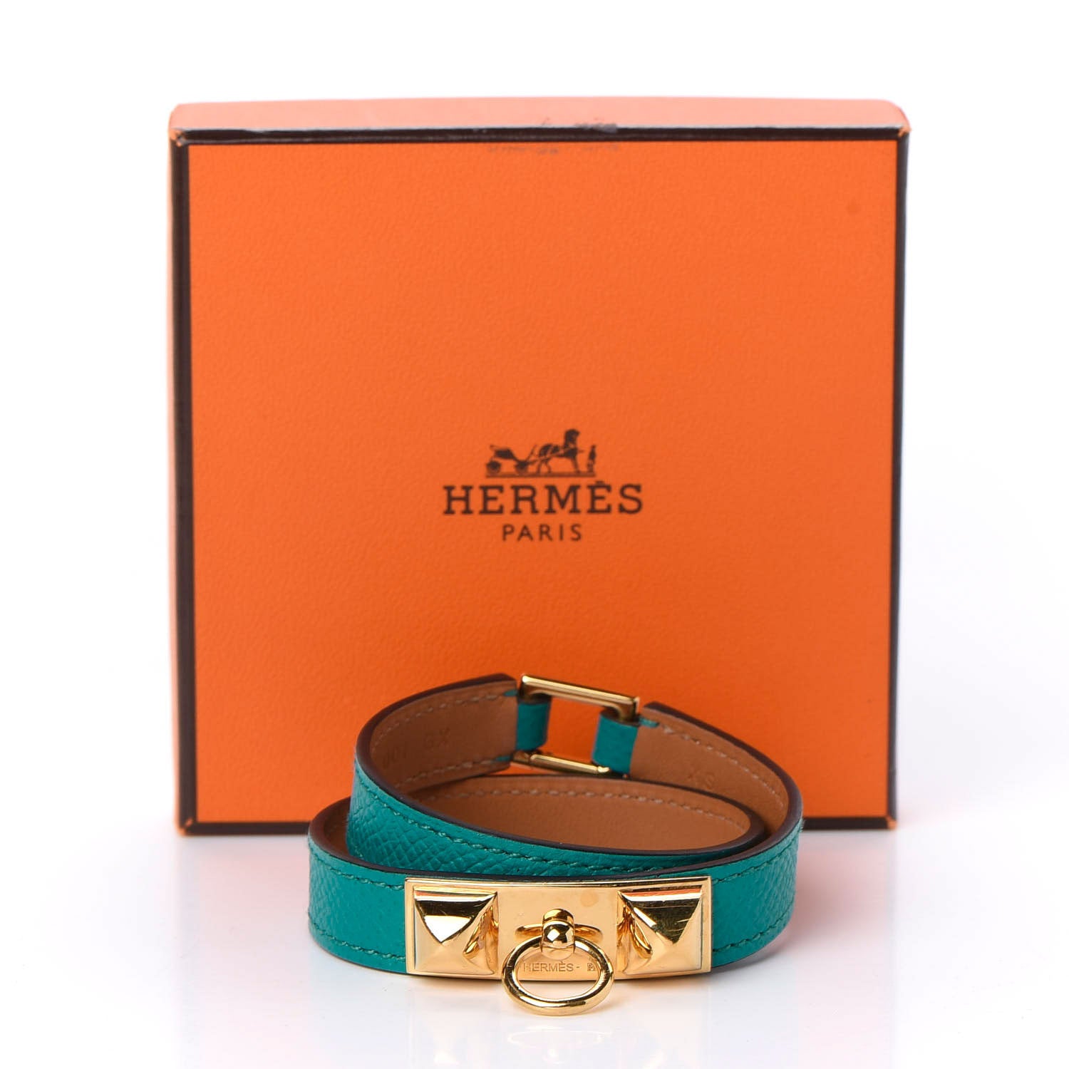 Hermes Epsom Rivale Double Tour Bracelet XS Bleu Paon 6 of 6