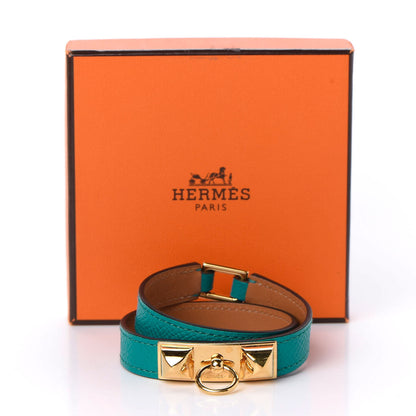 Hermes Epsom Rivale Double Tour Bracelet XS Bleu Paon 6 of 6