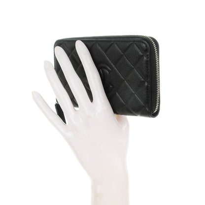 Chanel Calfskin Quilted Small Diamond CC Zip Around Wallet Black 2 of 8