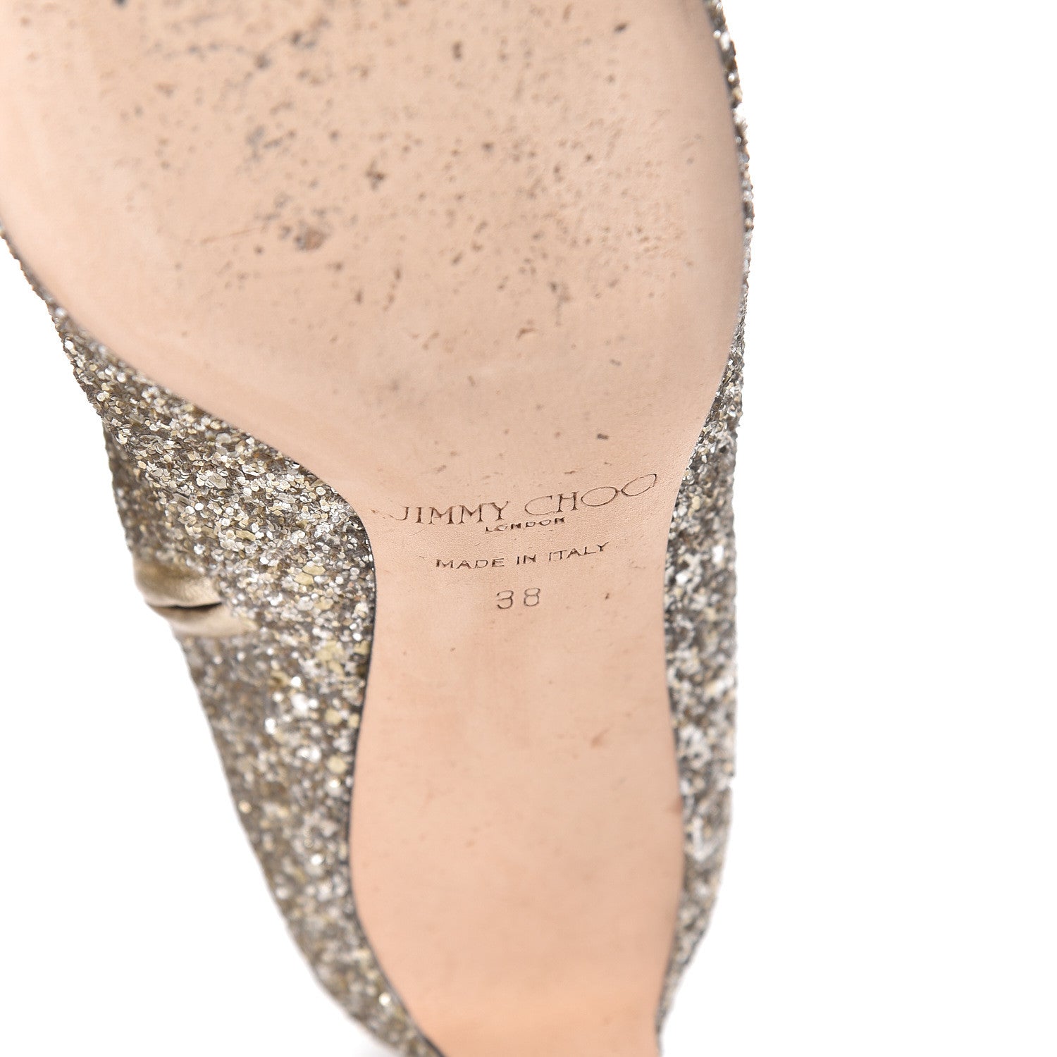 Jimmy Choo Shadow Coarse Glitter Crystal Hanover 65mm Booties 38 Champagne 9 of 10