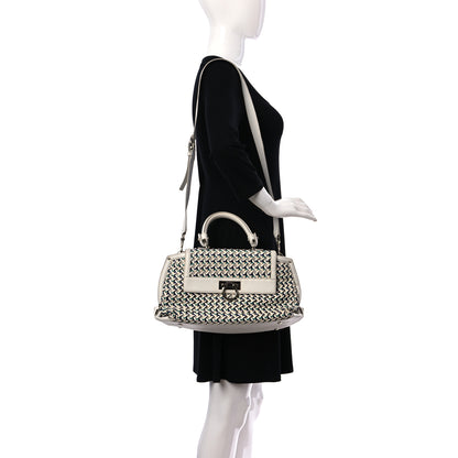 Salvatore Ferragamo Woven Nappa Sofia Satchel White Cream Teal Bright Blue 2 of 10