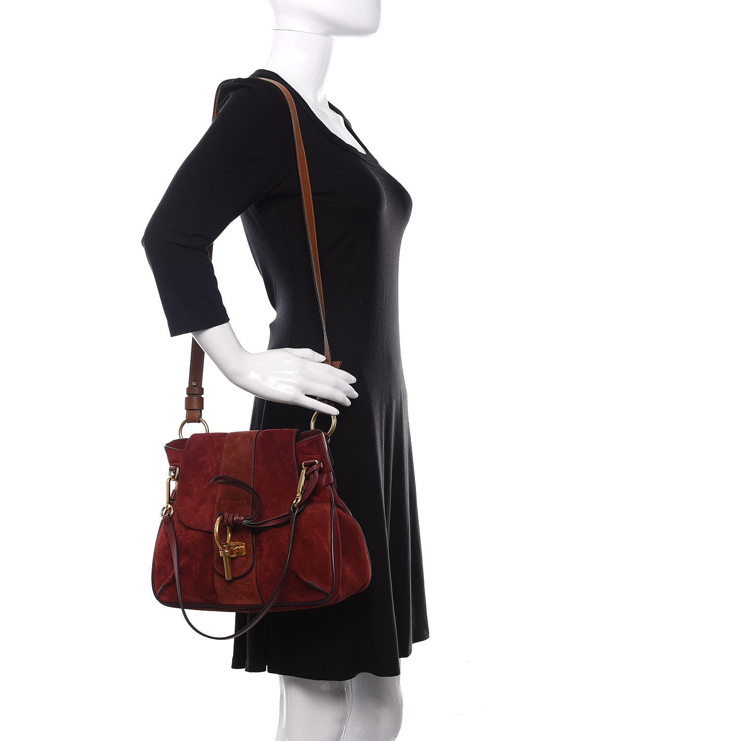 Chloe Suede Small Lexa Shoulder Bag Sienna Red 2 of 11