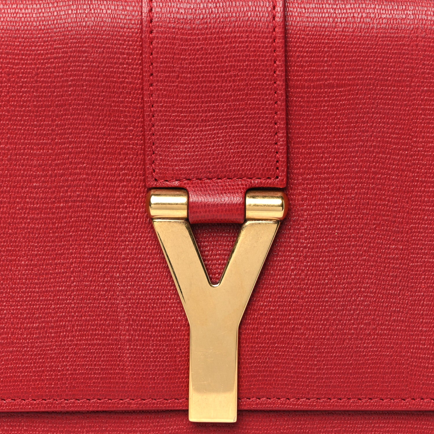 Saint Laurent Textured Calfskin Classic Y Ligne Clutch Red 7 of 9