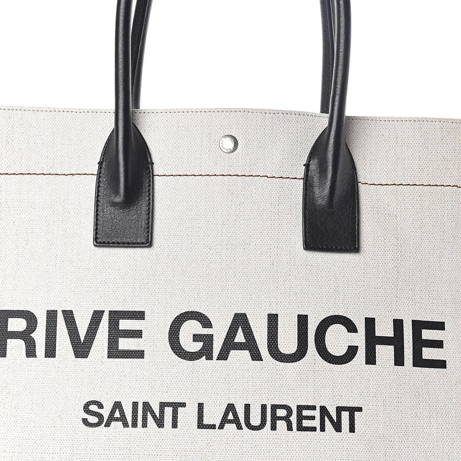 Saint Laurent Linen Calfskin Rive Gauche Tote Optic White 7 of 9