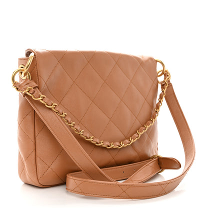 Chanel Shiny Calfskin Quilted Small Supple Twins Hobo Bag Brown 3 of 11