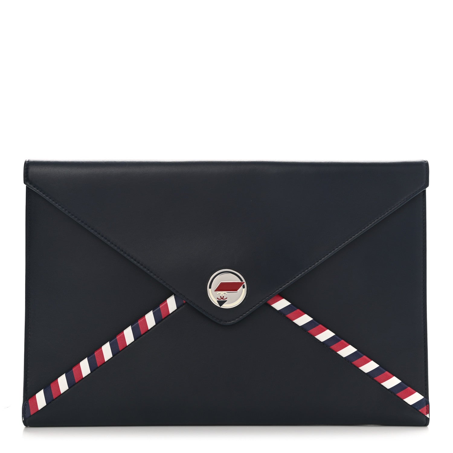 Chanel Lambskin Airline Envelope Pouch Navy 1 of 8
