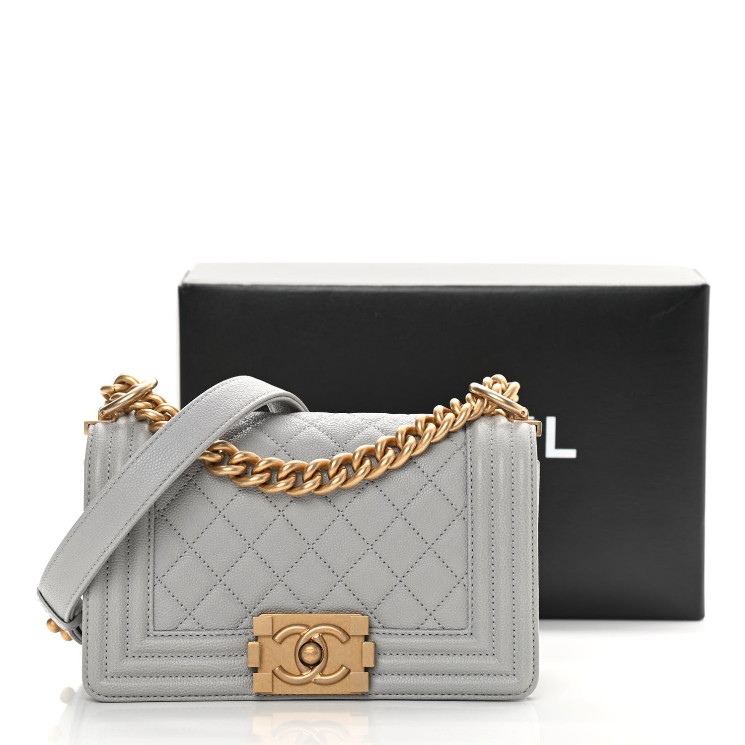 Chanel Caviar Quilted Small Boy Flap Grey 12 of 12