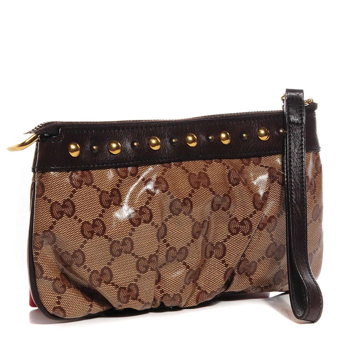 Crystal Monogram Babouska Wristlet Dark Brown