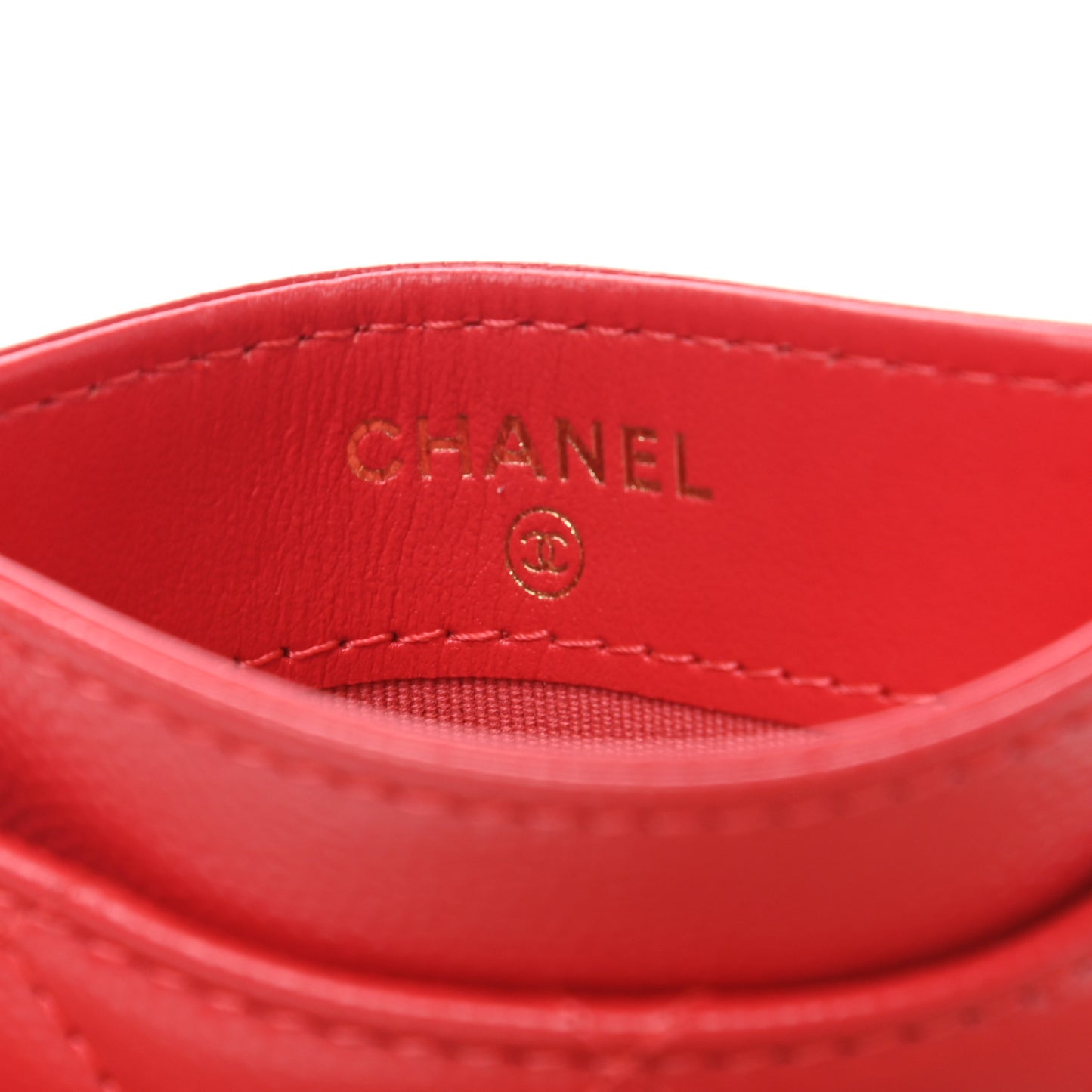 Caviar Quilted Card Holder Red