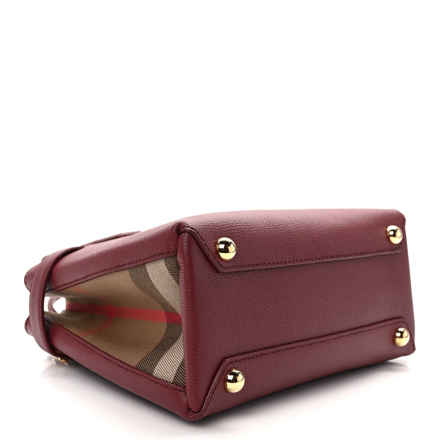 Burberry Grainy Calfskin House Check Small Banner Tote Crimson 4 of 14