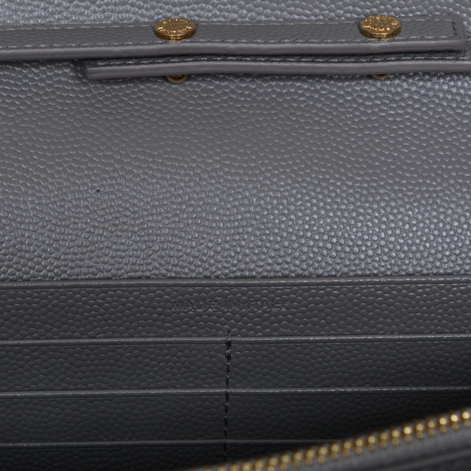 Saint Laurent Grain De Poudre Matelasse Chevron Monogram Chain Wallet Oyster Grey 6 of 7