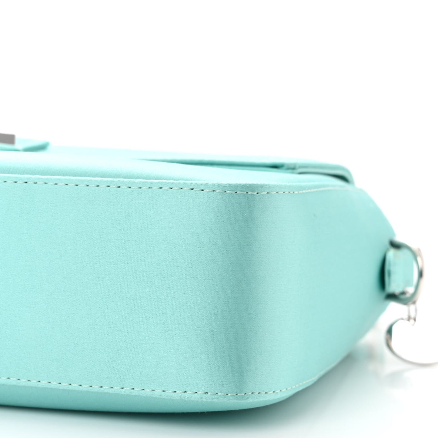 X TIFFANY Satin Nappa Silver Baguette Blue Tiffany Silver