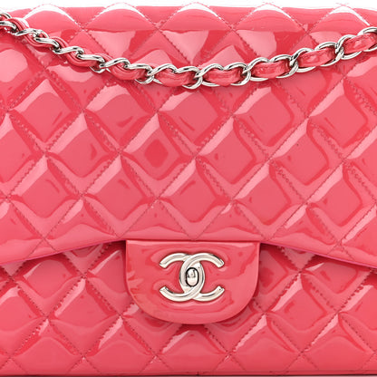 Chanel Patent Quilted Jumbo Double Flap Pink 8 of 14