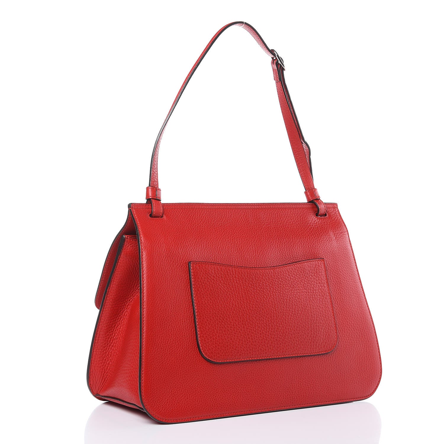 Gucci Pebbled Calfskin Bamboo Daily Flap Shoulder Bag Red 3 of 10