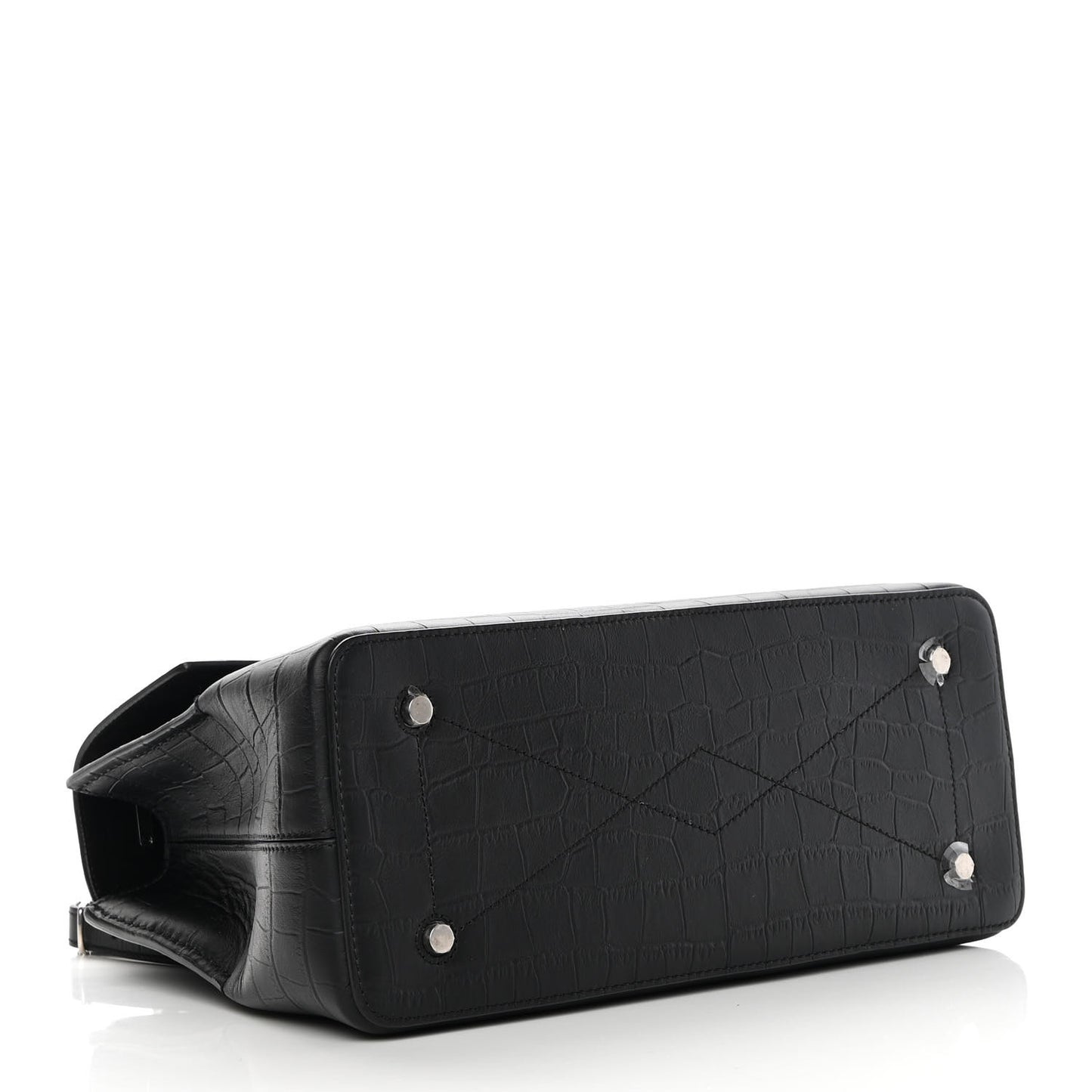 Matte Croc Calfskin Embossed Small Seaton Black