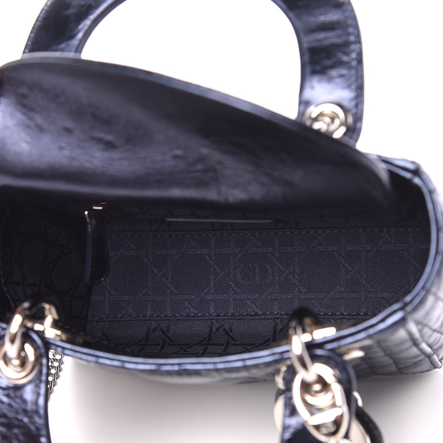 Christian Dior Metallic Calfskin Cannage Mini Lady Dior Marine 5 of 7