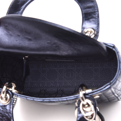 Christian Dior Metallic Calfskin Cannage Mini Lady Dior Marine 5 of 7