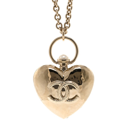 Chanel Metal CC Heart Locket Necklace Gold 4 of 5