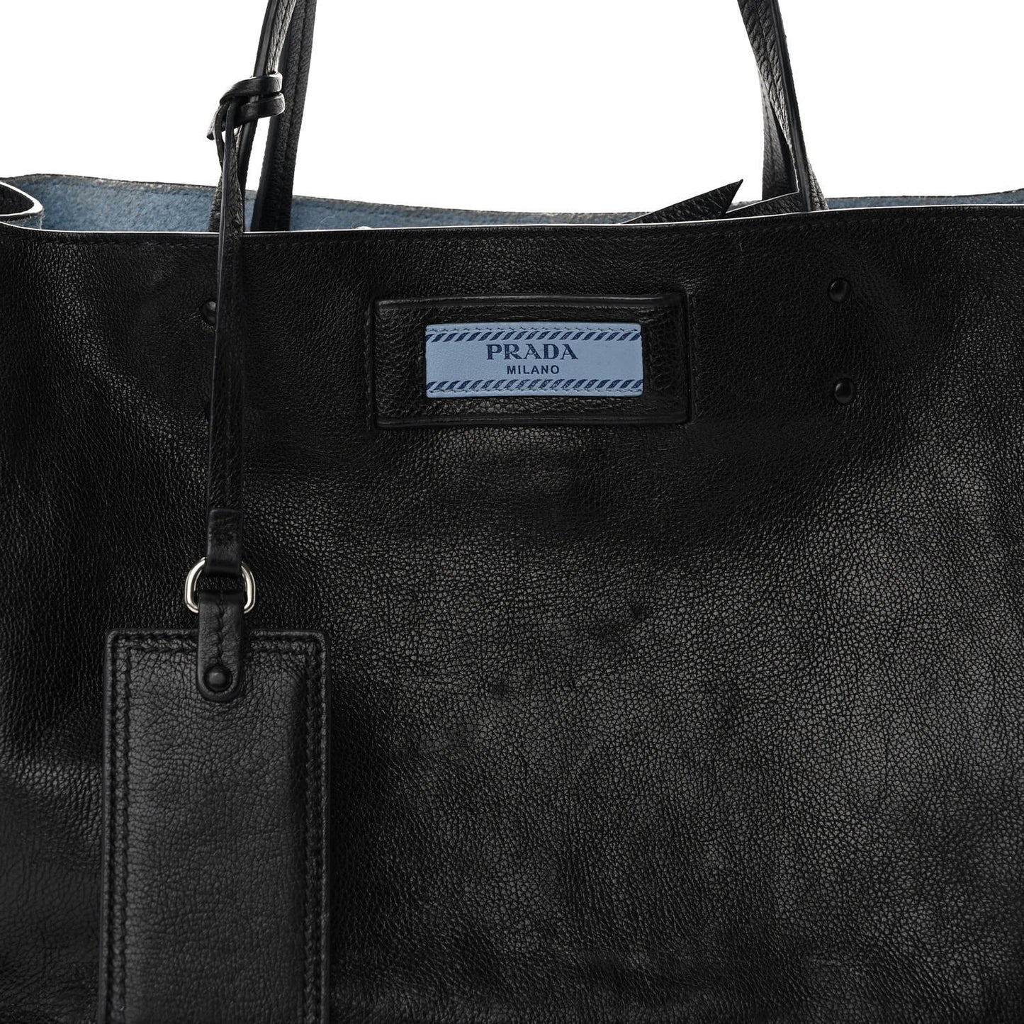 Glace Calfskin Etiquette Shopping Bag Black Astrale