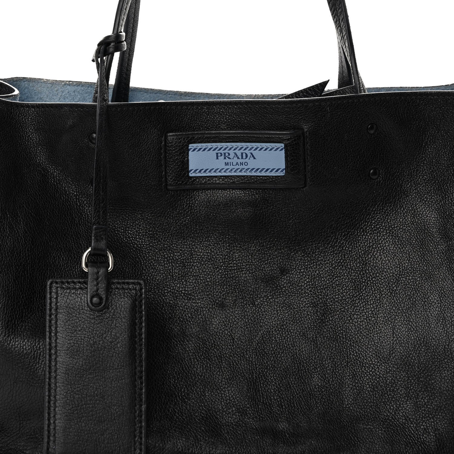 Prada Glace Calfskin Etiquette Shopping Bag Black Astrale 8 of 10