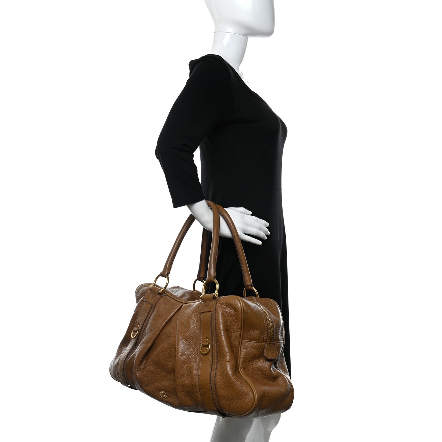 Pebbled Calfskin Small Ashbury Satchel Brown