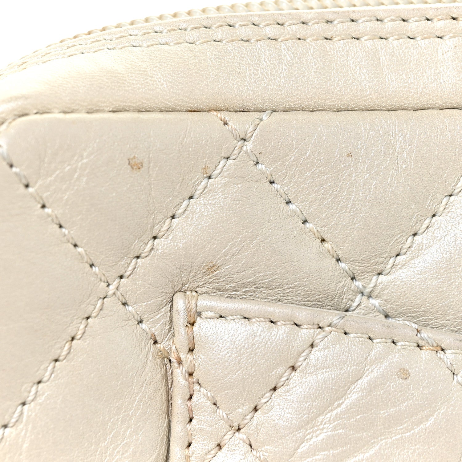 Chanel Aged Calfskin Quilted Cotton Club Pochette White 13 of 15