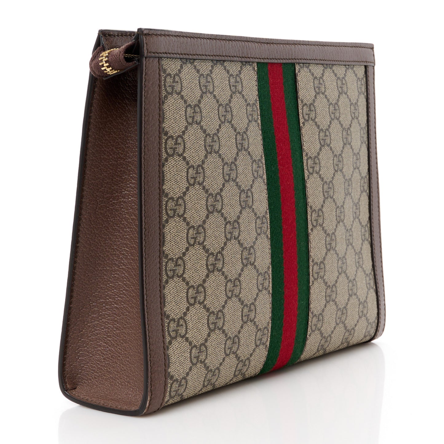GG Supreme Monogram Web Ophidia Pouch Brown