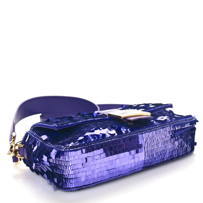 Fendi Sequin Paillettes Vitello Grace Sex and the City Baguette Viola Purple Rain 4 of 8